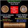 Image 1 : Mixed small cents 1c orig shotgun roll, 1918-d Wheat Cent, 1883 Indian Cent other end, Brinks Wrappe