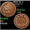 Image 1 : 1886 Ty I Indian Cent 1c Grades vg+