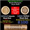 Image 1 : Mixed small cents 1c orig shotgun roll, 1919-s Wheat Cent, 1889 Indian Cent other end, Brinks Wrappe
