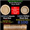 Image 1 : Mixed small cents 1c orig shotgun roll, 1919-d Wheat Cent, 1862 Indian Cent other end, Brinks Wrappe