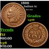 Image 1 : 1866 Indian Cent 1c Grades vg+