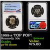 Image 1 : Proof NGC 1988-s Kennedy Half Dollar TOP POP! 50c Graded pr70 dcam By NGC