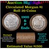 ***Auction Highlight*** Full solid Morgan Carson City silver dollar roll, 20 coin 1900 & 'P' Ends (f