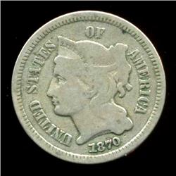 1870 3 Cent Nickel Coin Better Grade  (COI-3771)