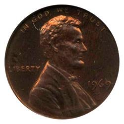 1969S PROOF Lincoln Cent Coin Graded PR67 DCAM Red (COI-4266)