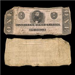 1863 Confederate Dollar Scarce Issue Circulated (COI-4569)