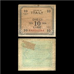 1943A Italy WW2 Allied Military 10 Lira (COI-4572)