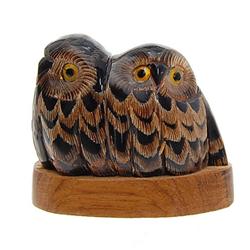 Water Buffalo Horn Scrimshaw Owl Pair RARE  (CLB-473)