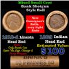 Image 1 : Mixed small cents 1c orig shotgun roll, 1918-d Wheat Cent, 1889 Indian Cent other end, Brinks Wrappe