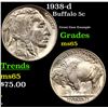 Image 1 : 1938-d Buffalo Nickel 5c Grades GEM Unc