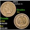 Image 1 : 1862 Indian Cent 1c Grades f+