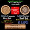 Image 1 : Mixed small cents 1c orig shotgun roll, 1918-d Wheat Cent, 1863 Indian Cent other end, Brinks Wrappe