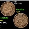 Image 1 : 1862 Indian Cent 1c Grades vg+
