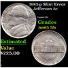 Image 1 : 1983-p Jefferson Nickel Mint Error 5c Grades GEM 5fs
