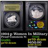 Image 1 : Proof 1994-p Women In Military  Modern Commem Dollar $1 Graded GEM++ Proof Deep Cameo By USCG