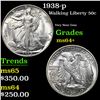 Image 1 : 1938-p Walking Liberty Half Dollar 50c Grades Choice+ Unc