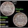 Image 1 : 1862 Three Cent Silver 3cs Grades Select Unc