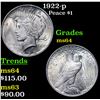 Image 1 : 1922-p Peace Dollar $1 Grades Choice Unc
