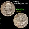 Image 1 : 1936-p Washington Quarter 25c Grades Select AU
