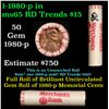 Image 1 : Shotgun Lincoln 1c roll, 1980-p 50 pcs Merchants Bank Wrapper.