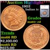 Image 1 : ***Auction Highlight*** 1902 Indian Cent 1c Graded ms65+ rd By SEGS (fc)