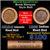 Image 1 : Mixed small cents 1c orig shotgun roll, 1918-d Wheat Cent, 1883 Indian Cent other end, Brinks Wrappe