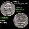 Image 1 : 1936-p Washington Quarter 25c Grades Choice AU/BU Slider