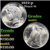 Image 1 : 1922-p Peace Dollar $1 Grades GEM+ Unc