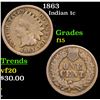 Image 1 : 1863 Indian Cent 1c Grades f+