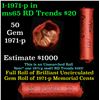 Image 1 : Lincoln 1c roll, 1971-p 50 pcs Abbott Coin Counter Co., Greenwich, Conn. Wrapper.