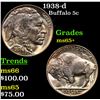 Image 1 : 1938-d Buffalo Nickel 5c Grades GEM+ Unc