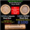 Image 1 : Mixed small cents 1c orig shotgun roll, 1916-s Wheat Cent, 1883 Indian Cent other end, Brinks Wrappe