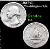 Image 1 : 1937-d Washington Quarter 25c Grades f+
