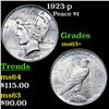 Image 1 : 1923-p Peace Dollar $1 Grades Select+ Unc