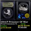 Image 1 : Proof 1994-P Prisoner Of War Modern Commem Dollar $1 Graded GEM++ Proof Deep Cameo By USCG
