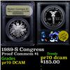 Image 1 : Proof 1989-S Congress Modern Commem Dollar $1 Graded GEM++ Proof Deep Cameo By USCG