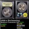 Image 1 : 1996-s Swimming Modern Commem Half Dollar 50c Graded ms70, Perfection By USCG
