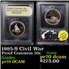 Image 1 : Proof 1995-S Civil War Modern Commem Half Dollar 50c Graded GEM++ Proof Deep Cameo By USCG
