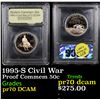 Image 1 : Proof 1995-S Civil War Modern Commem Half Dollar 50c Graded GEM++ Proof Deep Cameo By USCG
