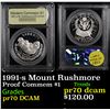 Image 1 : Proof 1991-s Mount Rushmore Modern Commem Dollar $1 Graded GEM++ Proof Deep Cameo By USCG