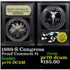 Image 1 : Proof 1989-S Congress Modern Commem Dollar $1 Graded GEM++ Proof Deep Cameo By USCG