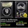 Image 1 : Proof 1993-s Jefferson Modern Commem Dollar $1 Graded GEM++ Proof Deep Cameo By USCG