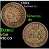 Image 1 : 1863 Indian Cent 1c Grades f+