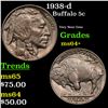 Image 1 : 1938-d Buffalo Nickel 5c Grades Choice+ Unc