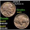 Image 1 : 1938-d Buffalo Nickel 5c Grades Select Unc