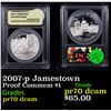 Image 1 : Proof 2007-p Jamestown Modern Commem Dollar $1 Graded GEM++ Proof Deep Cameo BY USCG