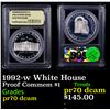 Image 1 : Proof 1992-w White House Modern Commem Dollar $1 Graded GEM++ Proof Deep Cameo BY USCG
