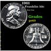 Image 1 : Proof 1961 Franklin Half Dollar 50c Grades Select Proof