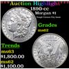 Image 1 : ***Auction Highlight*** 1890-cc Morgan Dollar $1 Graded Select Unc BY USCG (fc)