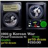 Image 1 : Proof 1991-p Korean War Modern Commem Dollar $1 Graded GEM++ Proof Deep Cameo BY USCG
